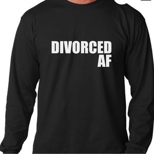 Divorced AF Graphic Tee Long Sleeve Black White Mens Small 100% Cotton New